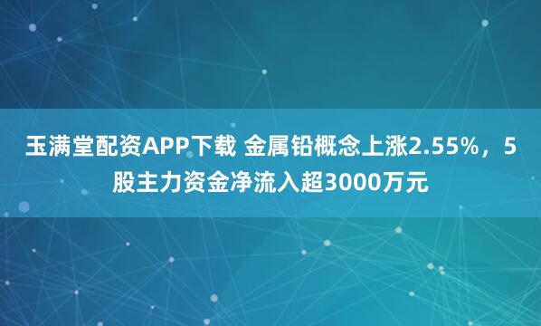 玉满堂配资APP下载 金属铅概念上涨2.55%，5股主力资金净流入超3000万元